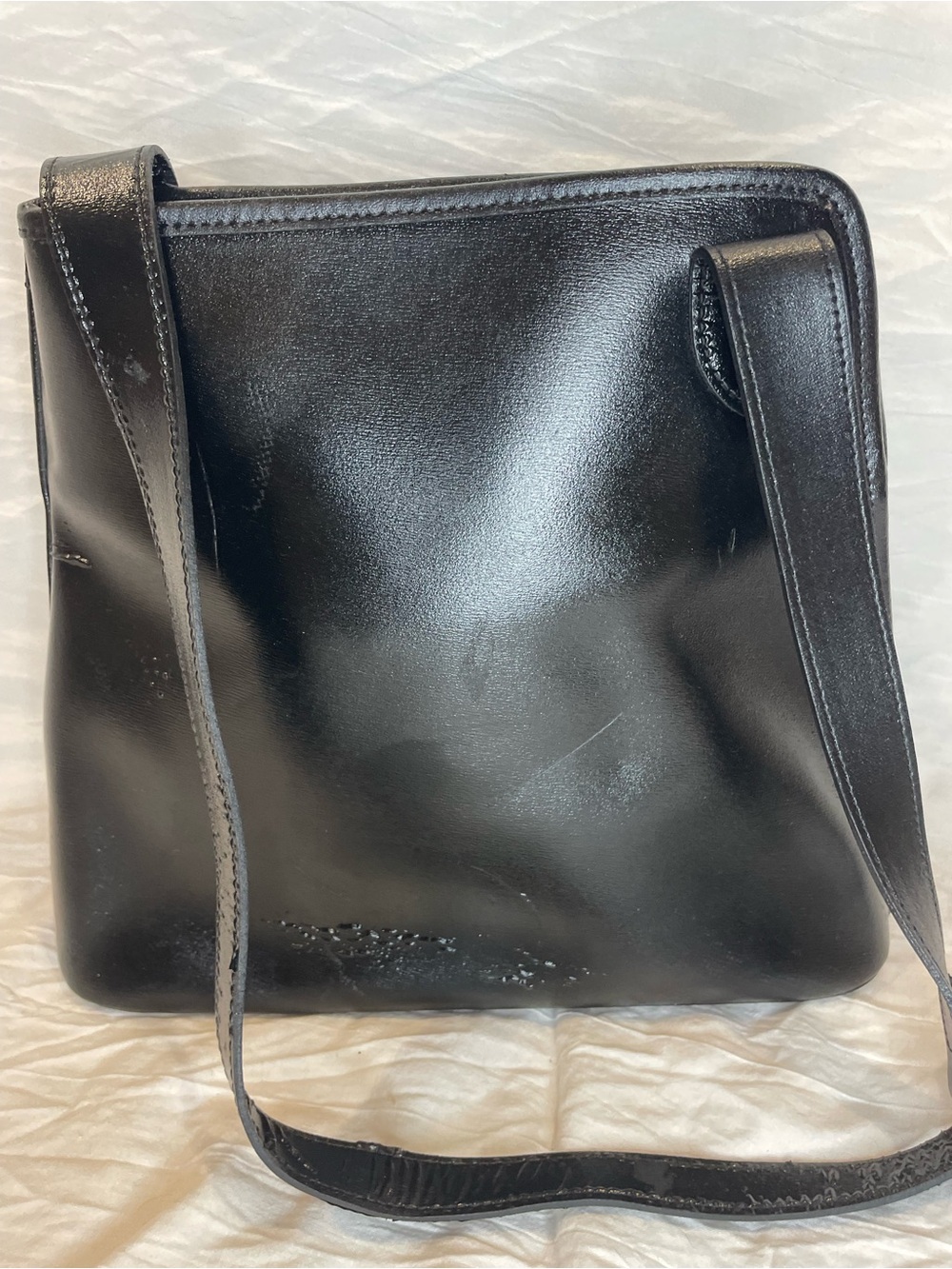 Vintage Longchamp Black Leather Crossbody Bucket Bag Gold Hardware Project Bag - Picture 4 of 15